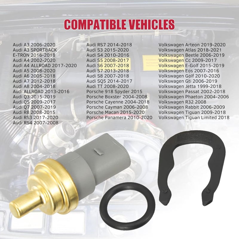 AUTEX Engine Coolant Temperature Sensor Switch Sender 158-0784 06A919501A Compatible with Audi A4 A5 A6 Q5 Q7 TT R8 VW Jetta Passat Beetle Porsche Cayenne - Image 5